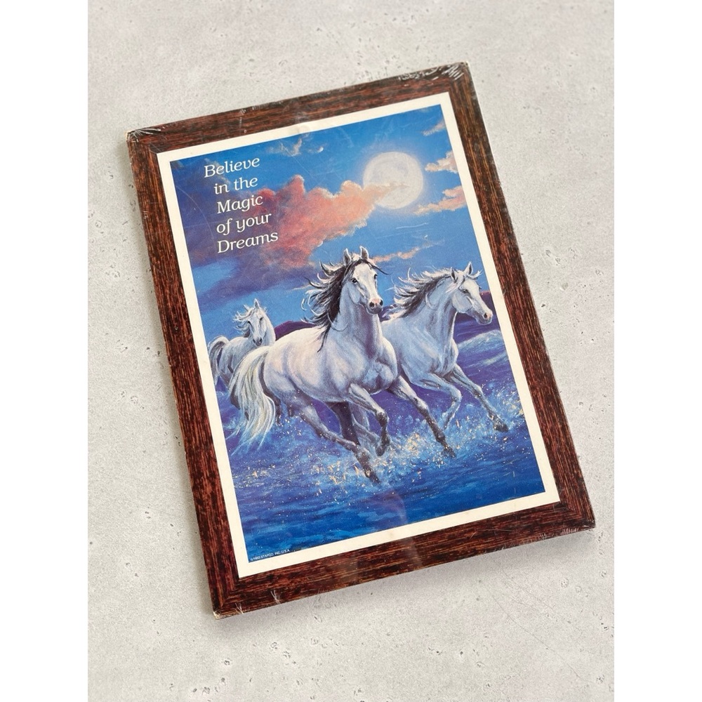 Vintage Stapco 90s Believe in the Magic of your Dreams Horse Wall Hanging